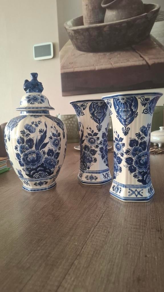 Delftsblauw vazen en pot met deksel - Set van 3, Ophalen