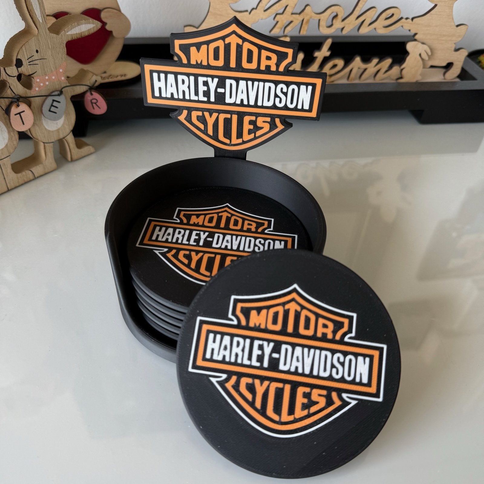 Harley-Davidson Onderzetters met Houder, Ophalen of Verzenden, Zo goed als nieuw
