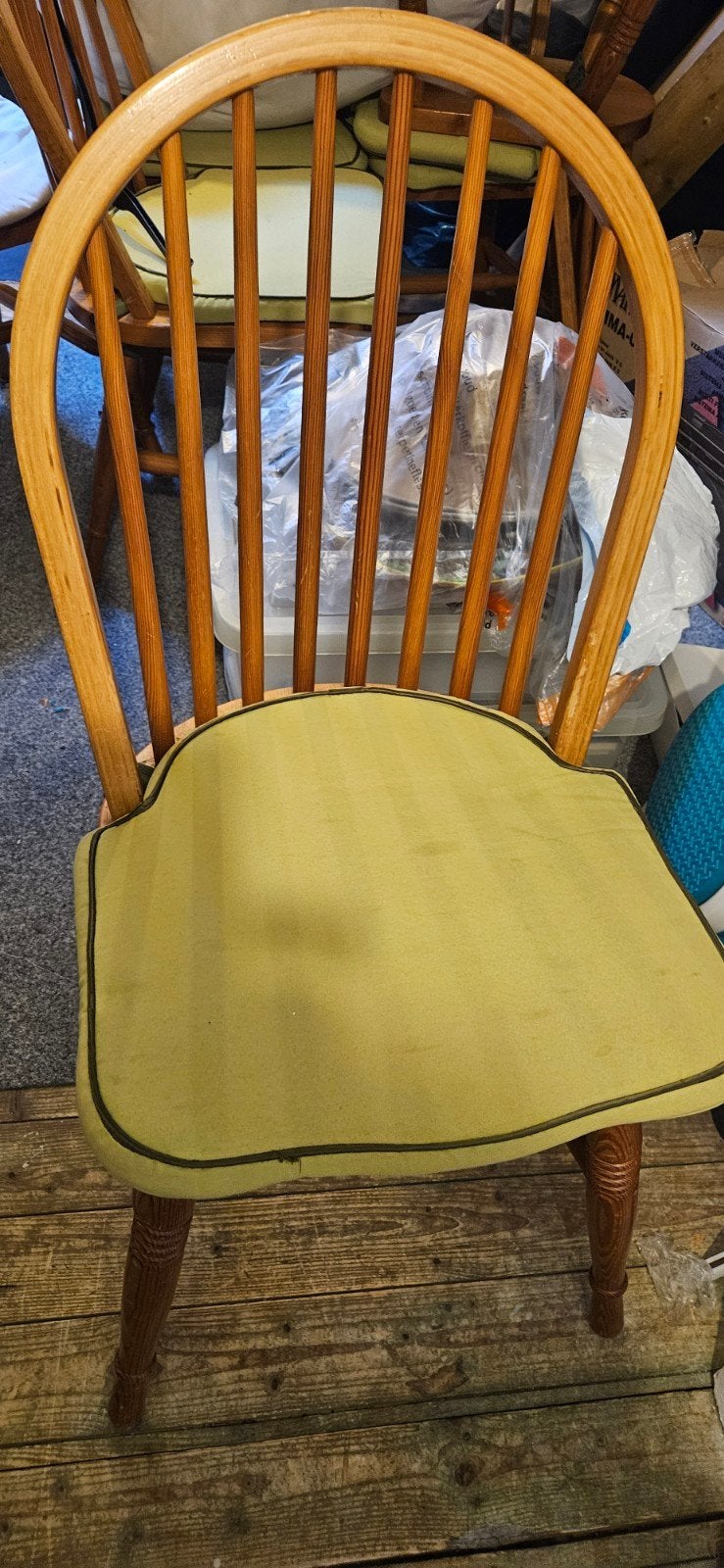 Set van 6 houten keukenstoelen, Huis en Inrichting, Stoelen, Ophalen, Gebruikt, Bruin, Vier