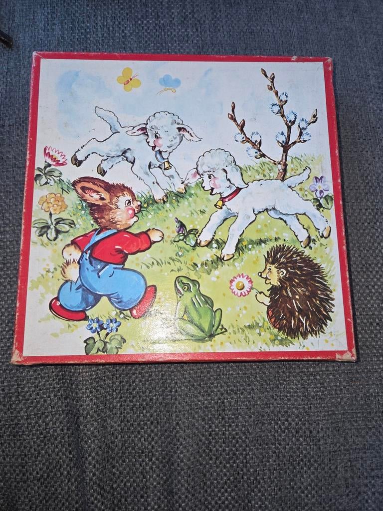 Vintage houten kinderpuzzel met dieren, compleet, 2 tot 4 jaar, Gebruikt, Ophalen of Verzenden, Van hout