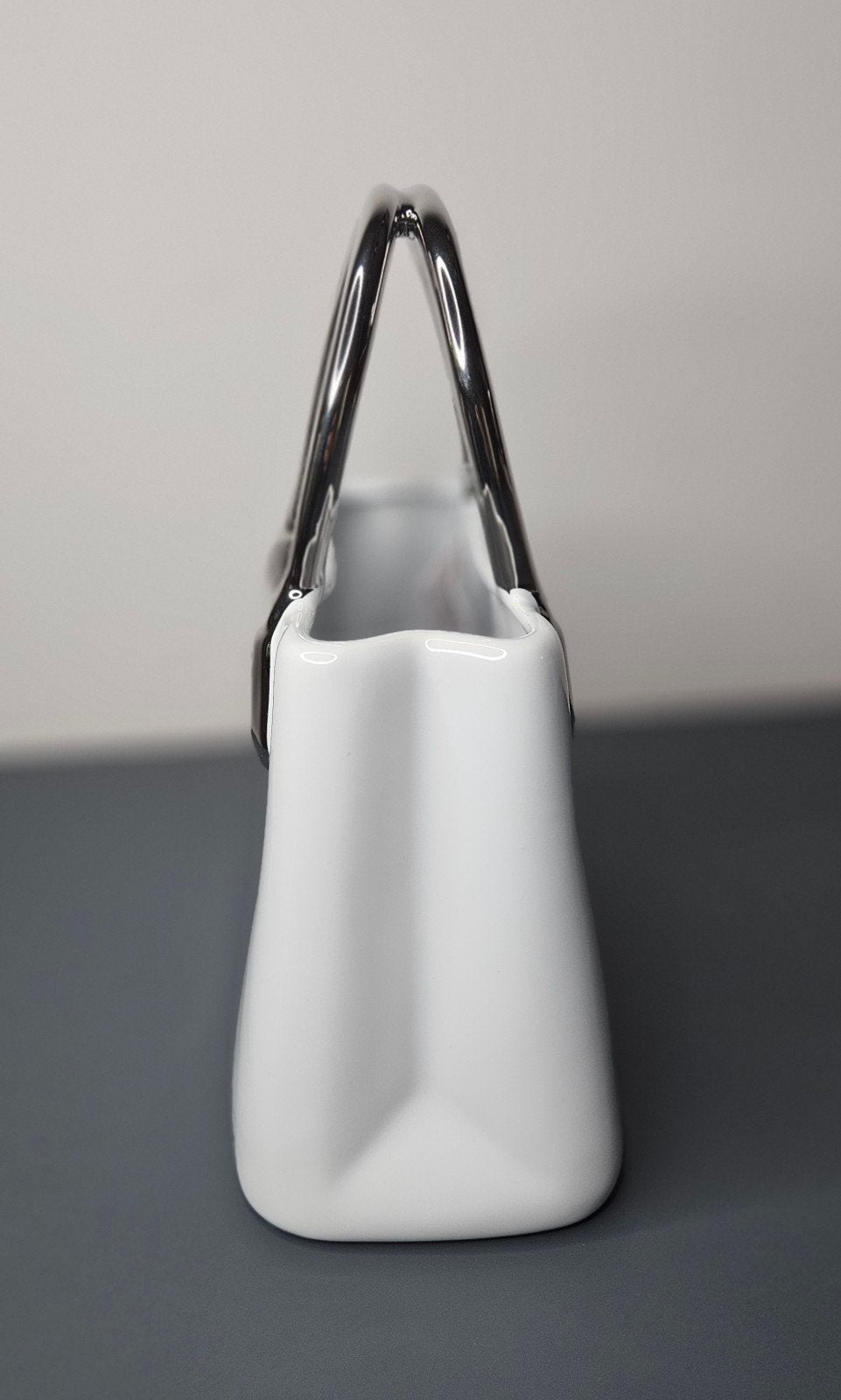 Vaas Handbag „Milano“ wit,zilver H.25.5cm, Gilde Handwerk, Export@Gildehandwerk.com, Wit, 25 cm