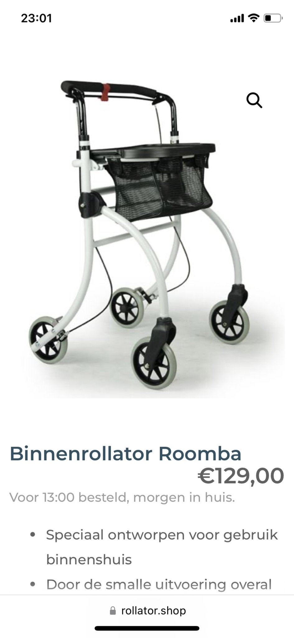 Binnenrollator, Ophalen