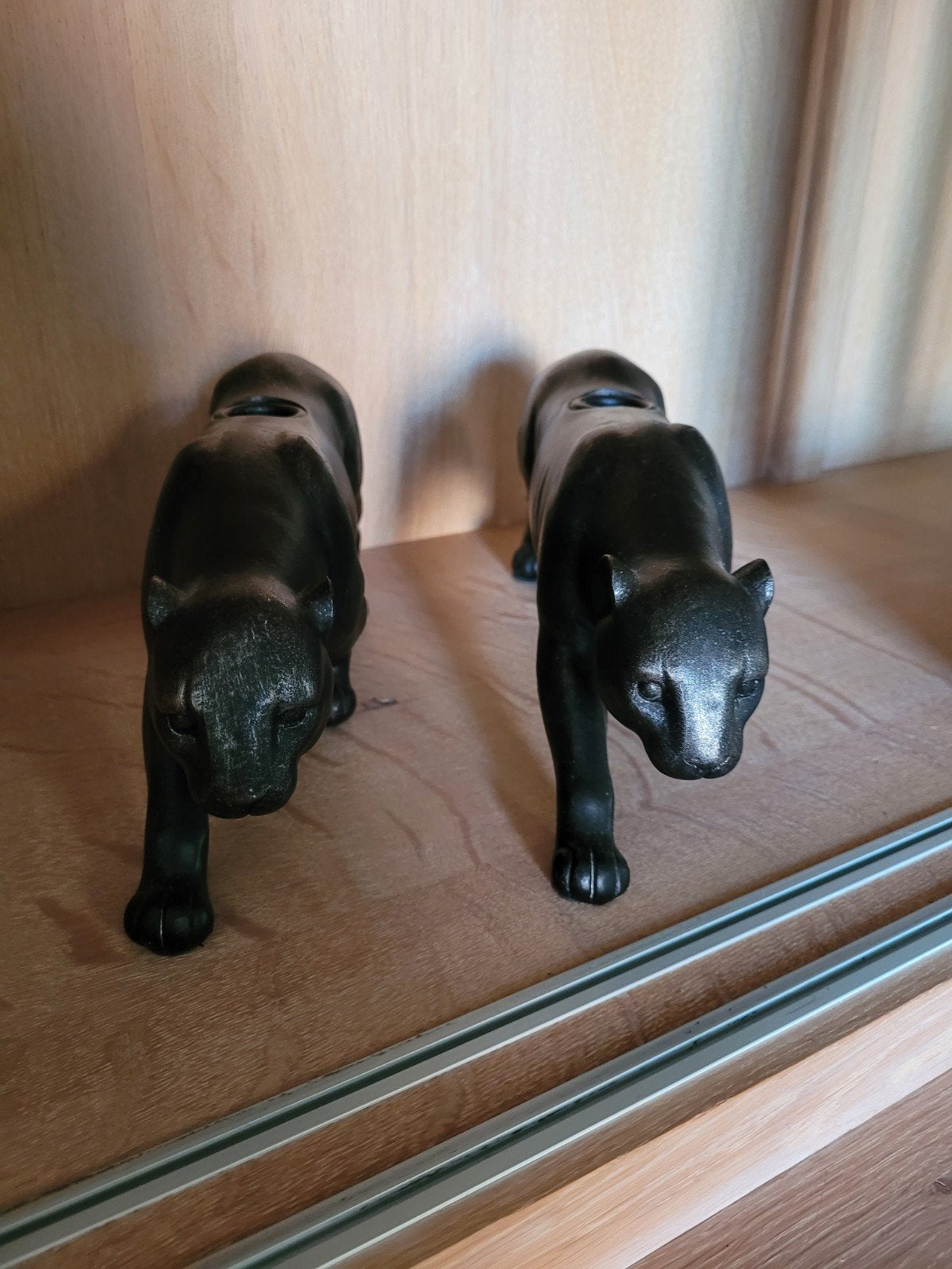 2 Zwarte Panter Kandelaren, Overige materialen, Zwart, Nieuw, Ophalen of Verzenden