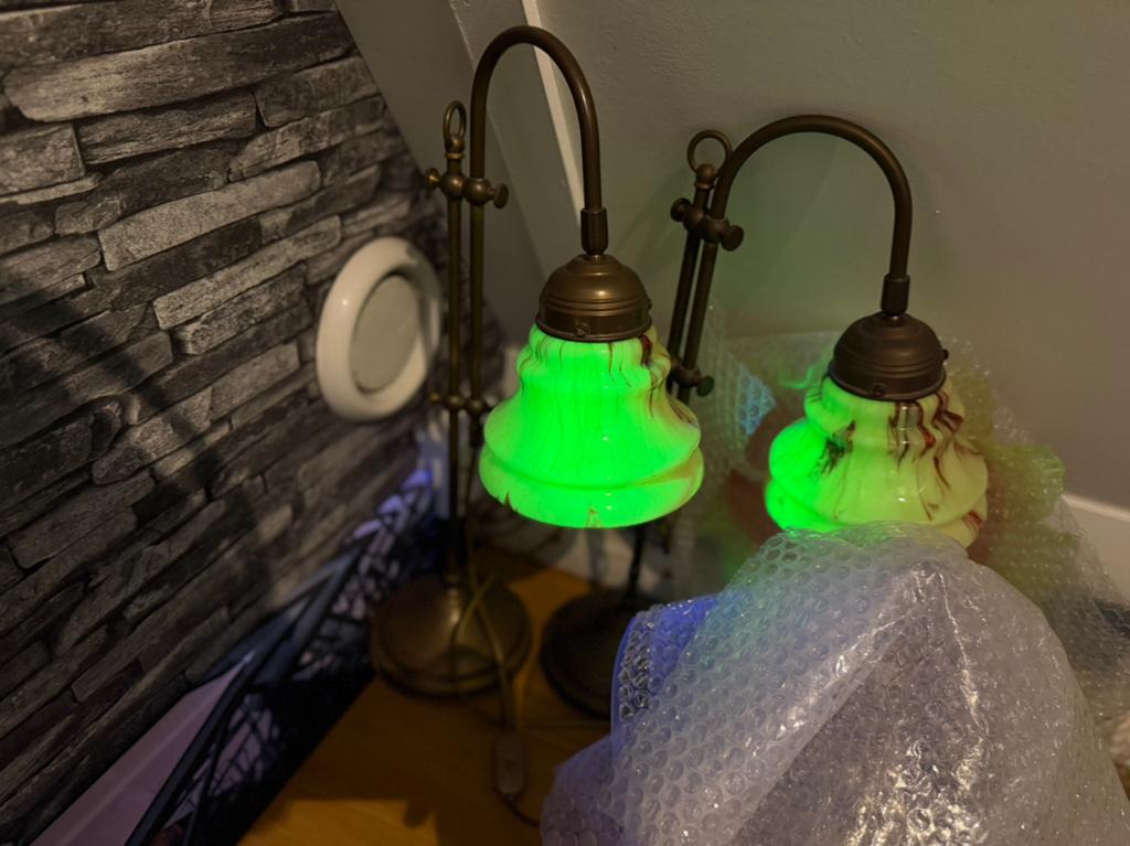 Set van 2 uraniumglas bureaulampen – marmerlook, Ophalen