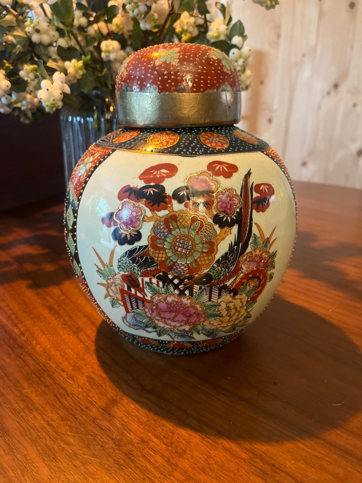 Prachtige Vintage Aziatische Gemberpot met Bloemen en Vogel, Antiek en Kunst, Antiek | Vazen, Ophalen