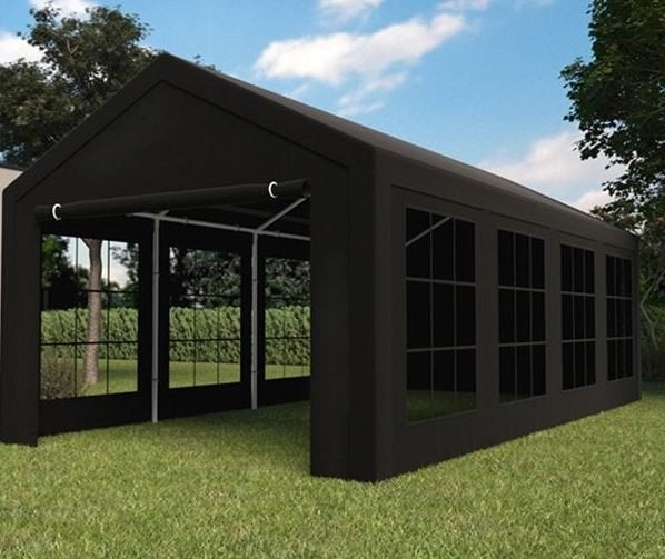 4x8m Partytent Paviljoen Biertent Carport Stalen Frame Zwart, Ophalen of Verzenden, Nieuw, 8 meter of meer, Partytent