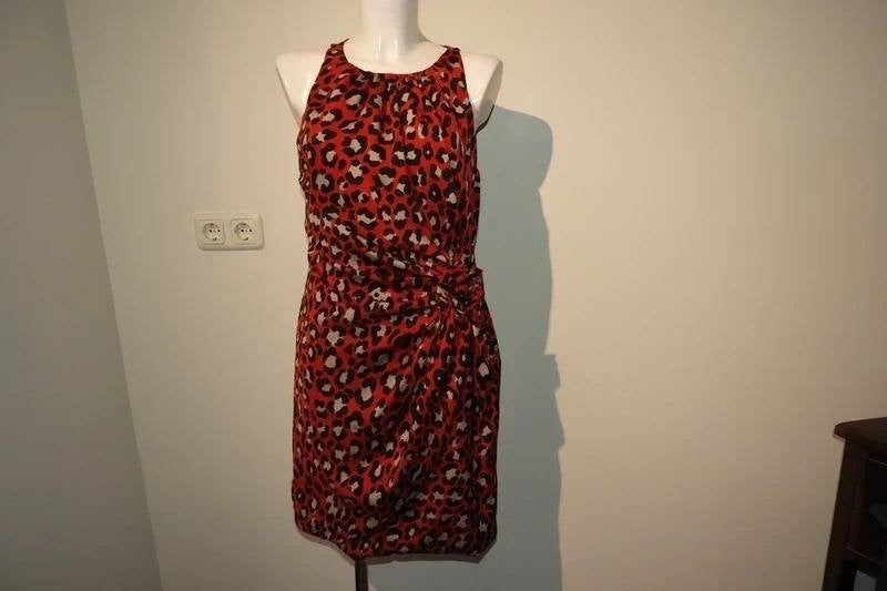 Moschino leopard print jurk ophaal met bloem rood D40