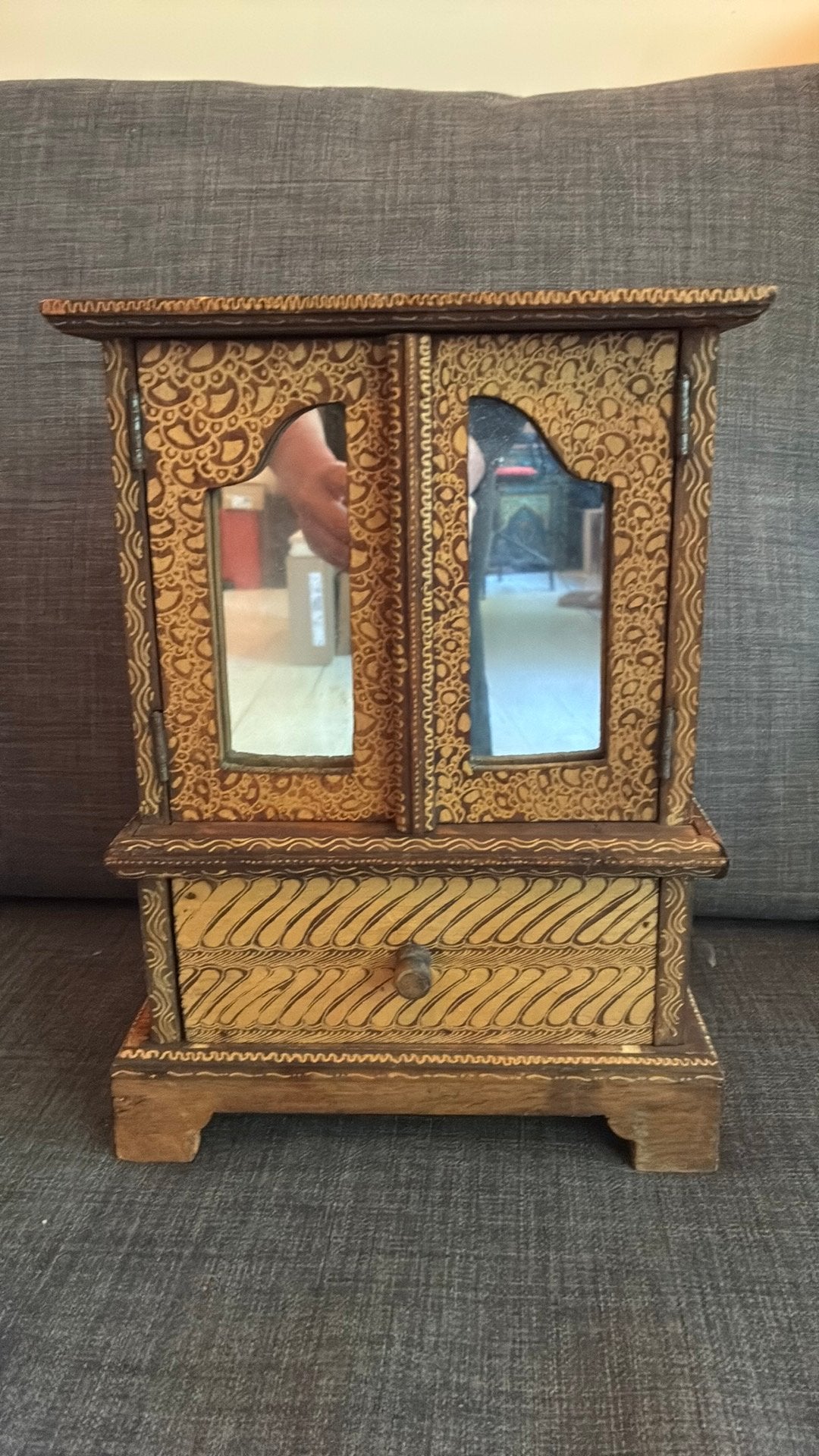 Vintage Houten Sieradenkastje met Spiegels en Lades, Ophalen