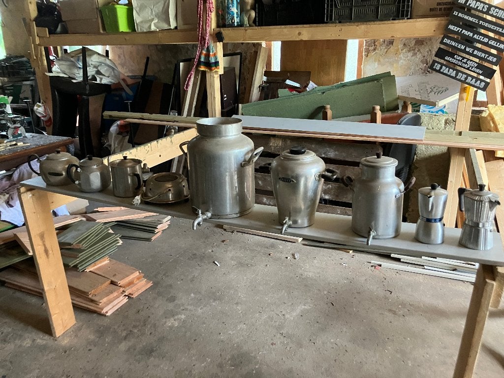 grote partij aluminium pannen kraantje thee potten vintage, Ophalen, Met deksel, Aluminium, Pannenset