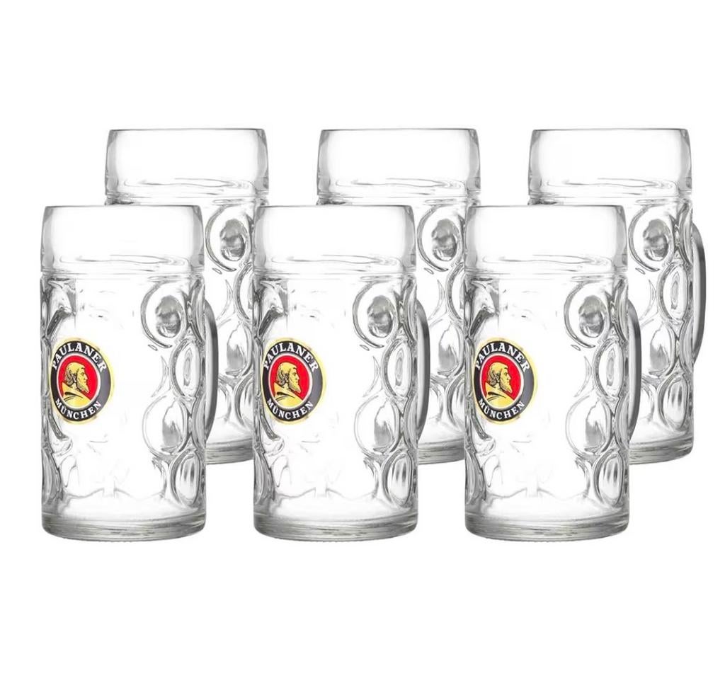 Volle doos, Paulaner bier pul 1 liter, 6 stuks, Nieuw, Ophalen of Verzenden, Overige merken, Glas