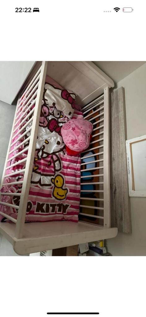 Wit peuterbed met spijlen gratis, Ophalen, Gebruikt, 70 tot 85 cm, 140 tot 160 cm