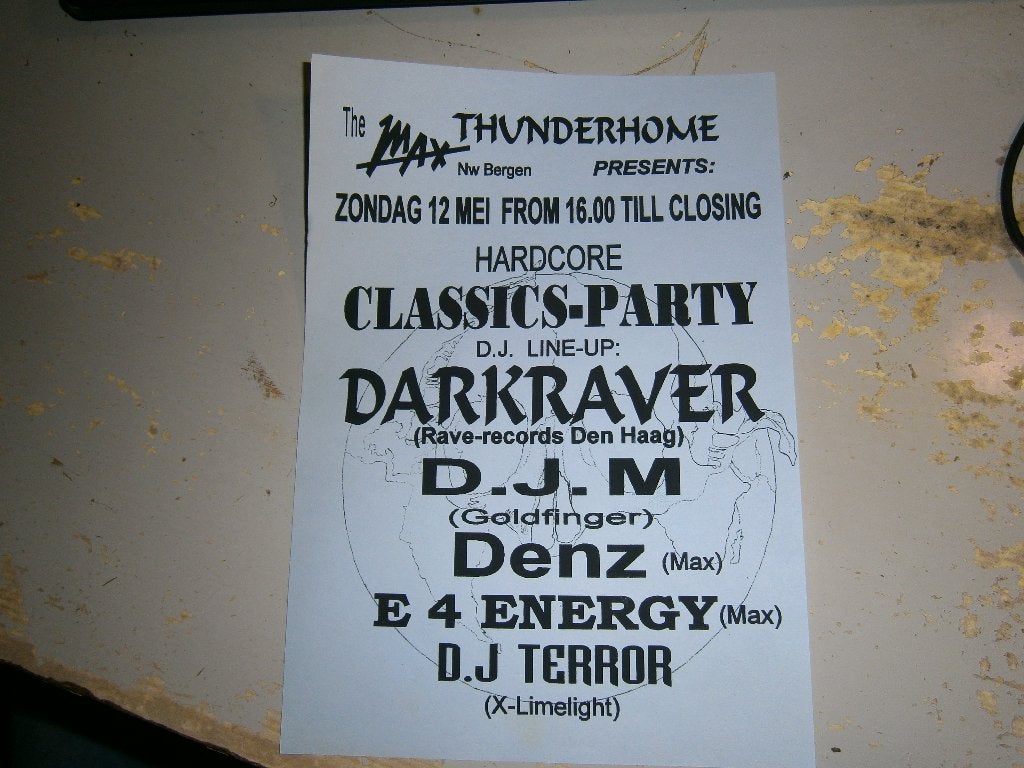 Thunderhome The Max –12 Mei 1998 – Flyer – Hardcore Classics, Ophalen, Rechthoekig Staand, A4 of kleiner, Zo goed als nieuw