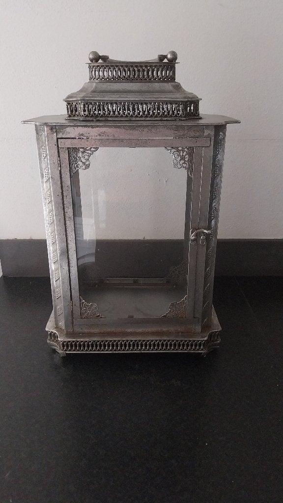 Lantaarn, metaal - glas, Oosterse stijl, Ophalen, Gebruikt