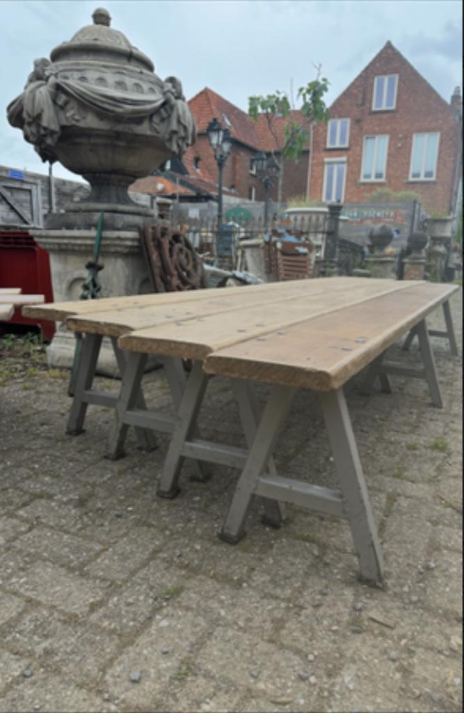 robuuste tuinbank oude vintage bank houten lange terras, Ophalen of Verzenden, Gebruikt, Hout