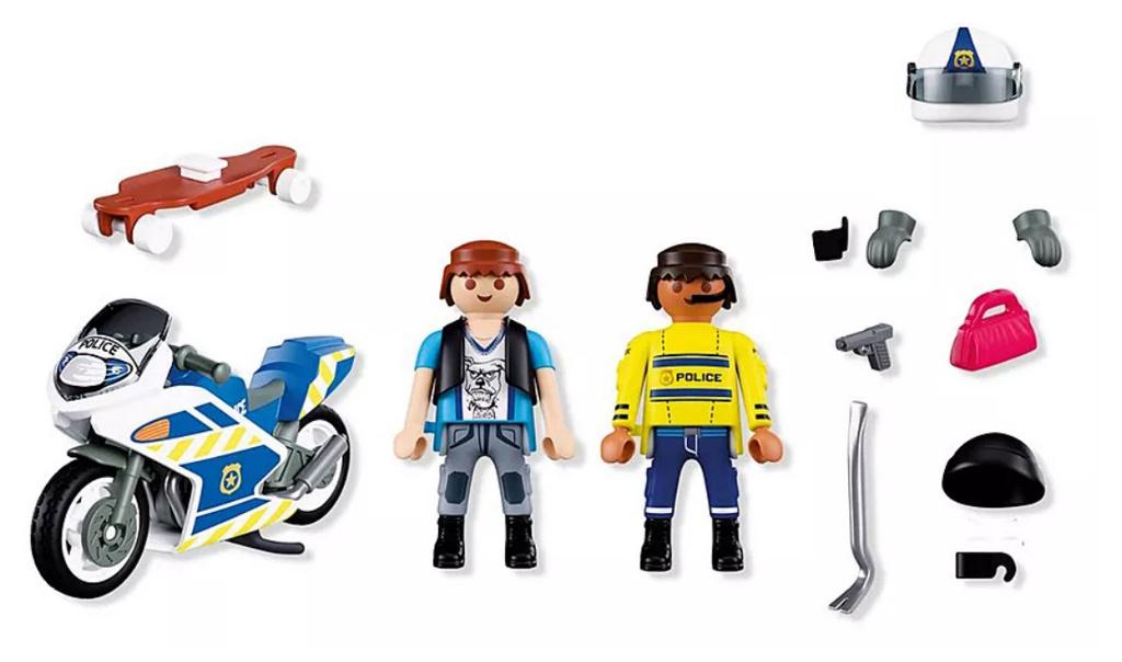 PLAYMOBIL 72079 Achtervolging met Motorfiets 17 delig, Ophalen of Verzenden, Nieuw, Complete set