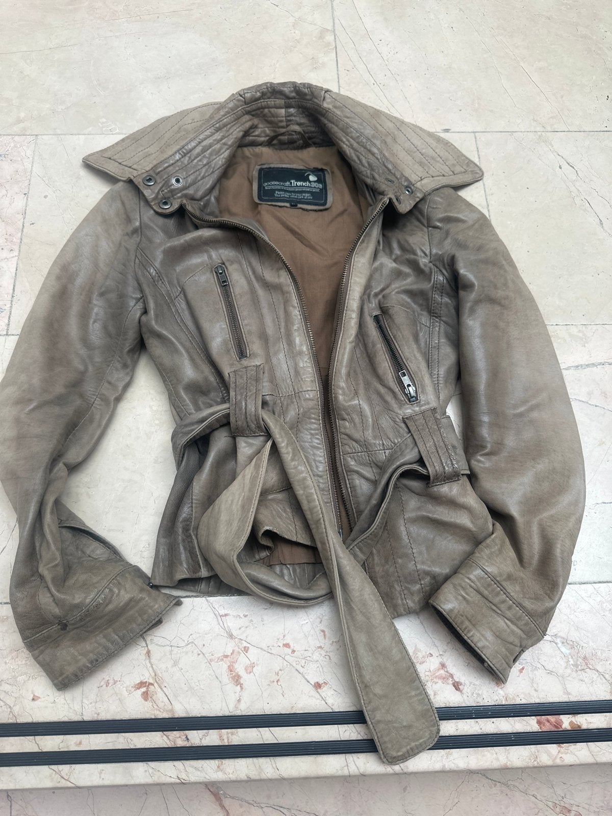 Goosecraft Trench 303 leren jas - Maat M, Ophalen of Verzenden, Gedragen, Maat 38/40 (M), Grijs