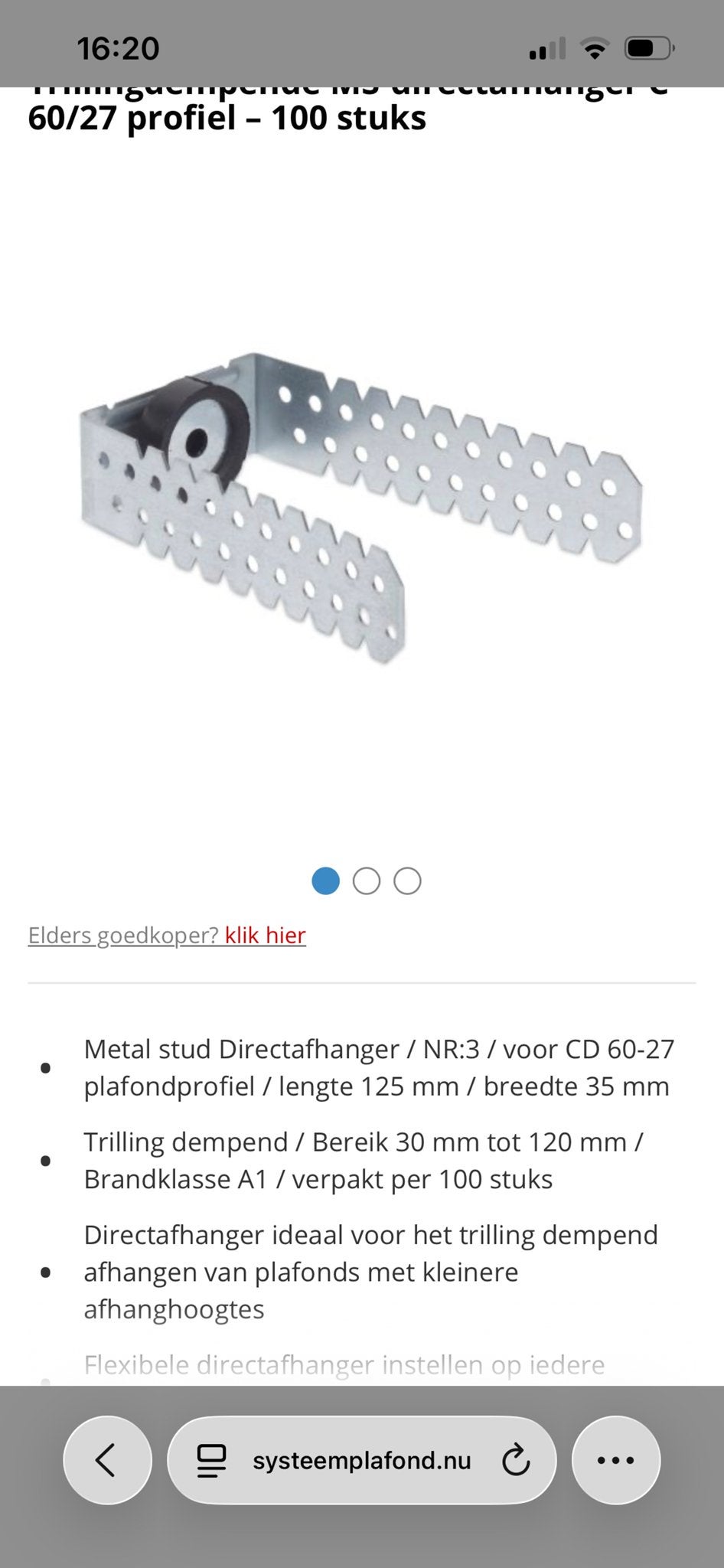 40 stuks Trillingsdempende Directafhanger voor CD 60-27 prof, Doe-het-zelf en Verbouw, Ophalen of Verzenden, Nieuw, 100 tot 250 mm