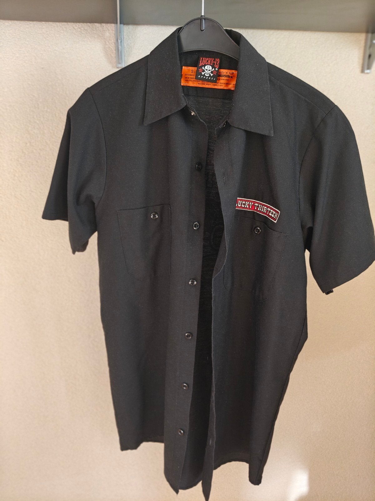 Lucky13 button-up overhemd maat S, Kleding | Heren, Overhemden, Halswijdte 38 (S) of kleiner, Zwart, Gedragen, Lucky13