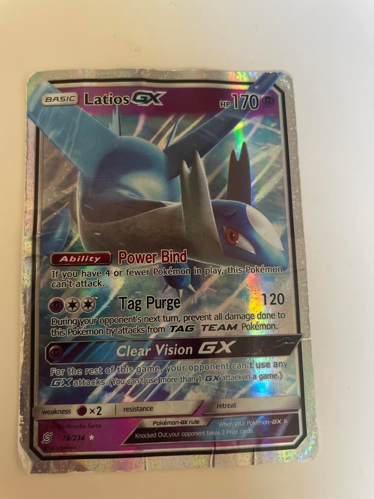 Pokémon kaart Latios GX - Beschadigd, Ophalen, Gebruikt, Losse kaart, Foil