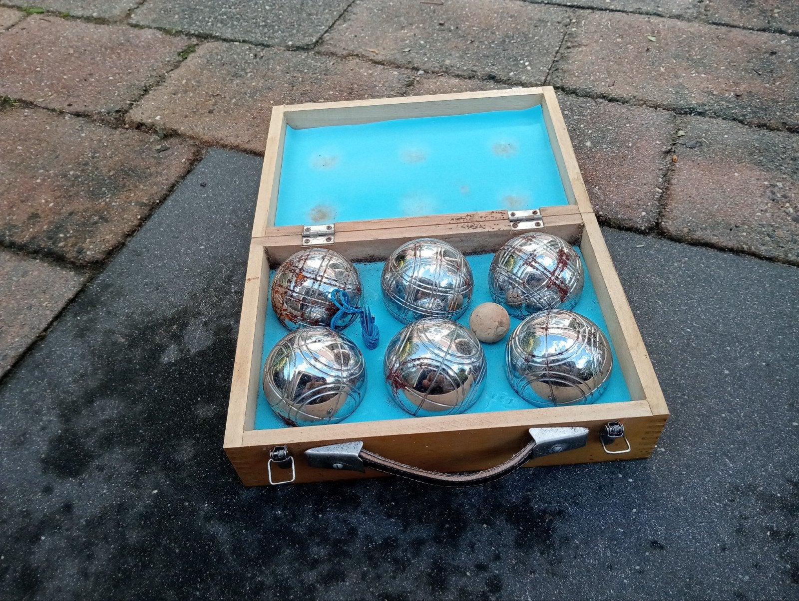 Vintage jeu de boules set compleet, Ophalen of Verzenden, Gebruikt