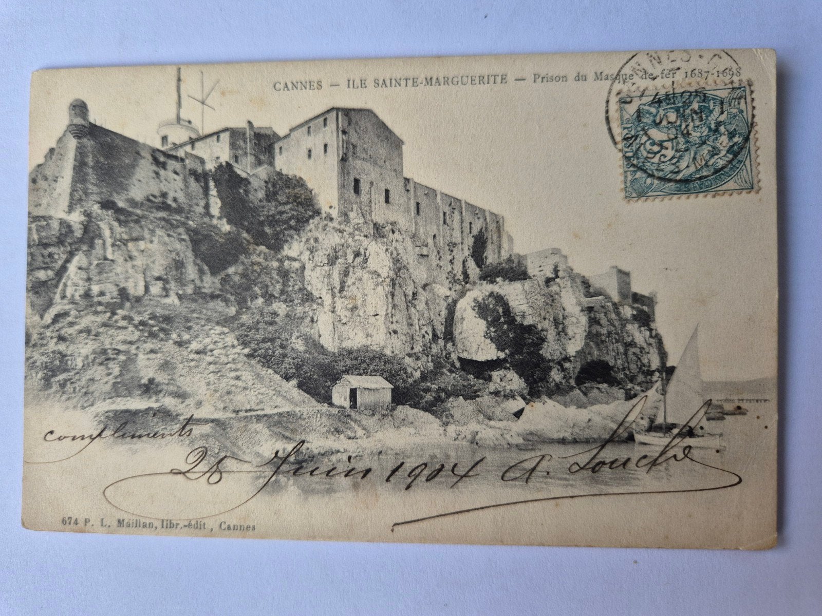 prachtige oude kaart Cannes, Ile Sainte Marguerite, Ophalen of Verzenden, Voor 1920