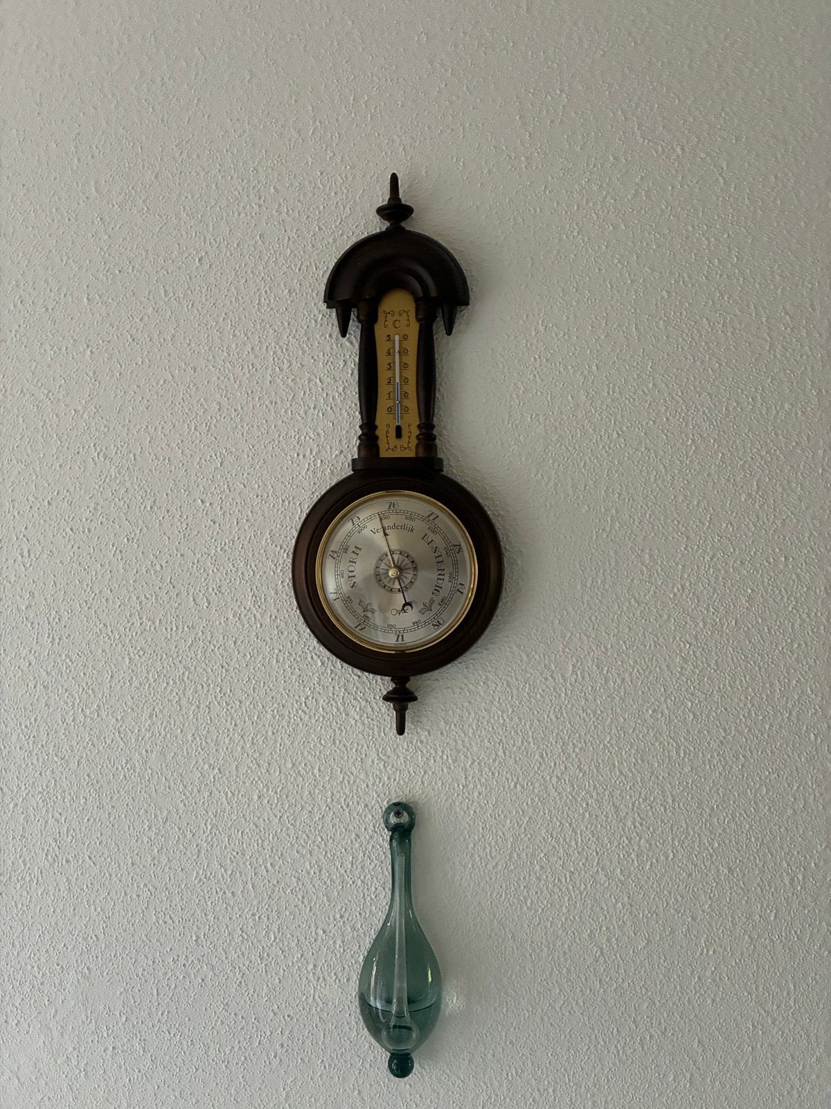 Antieke Barometer met Thermometer - Klassiek Design, Ophalen of Verzenden, Gebruikt, Barometer