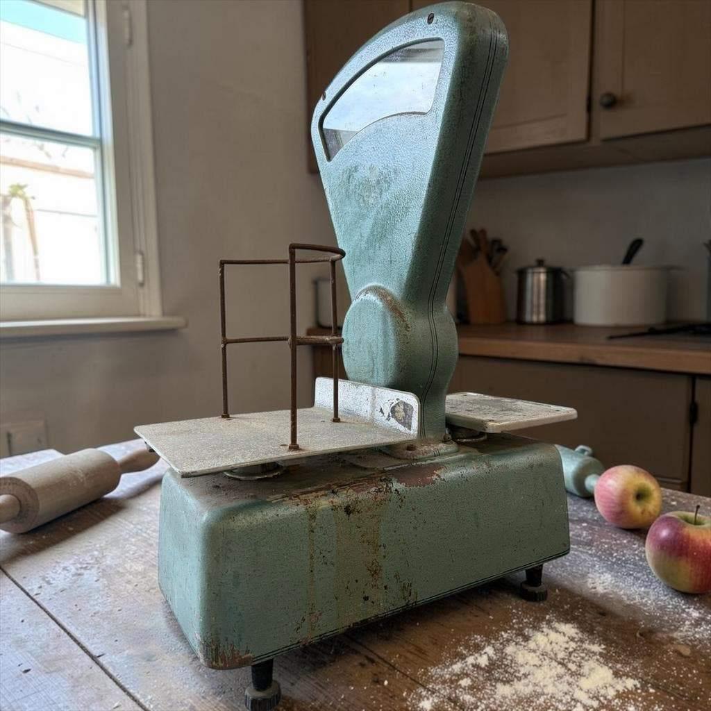 Vintage muntgroene industriële weegschaal Toledo, Huis en Inrichting, Stoffering | Vloerbedekking, Gebruikt, Laminaat, Ophalen