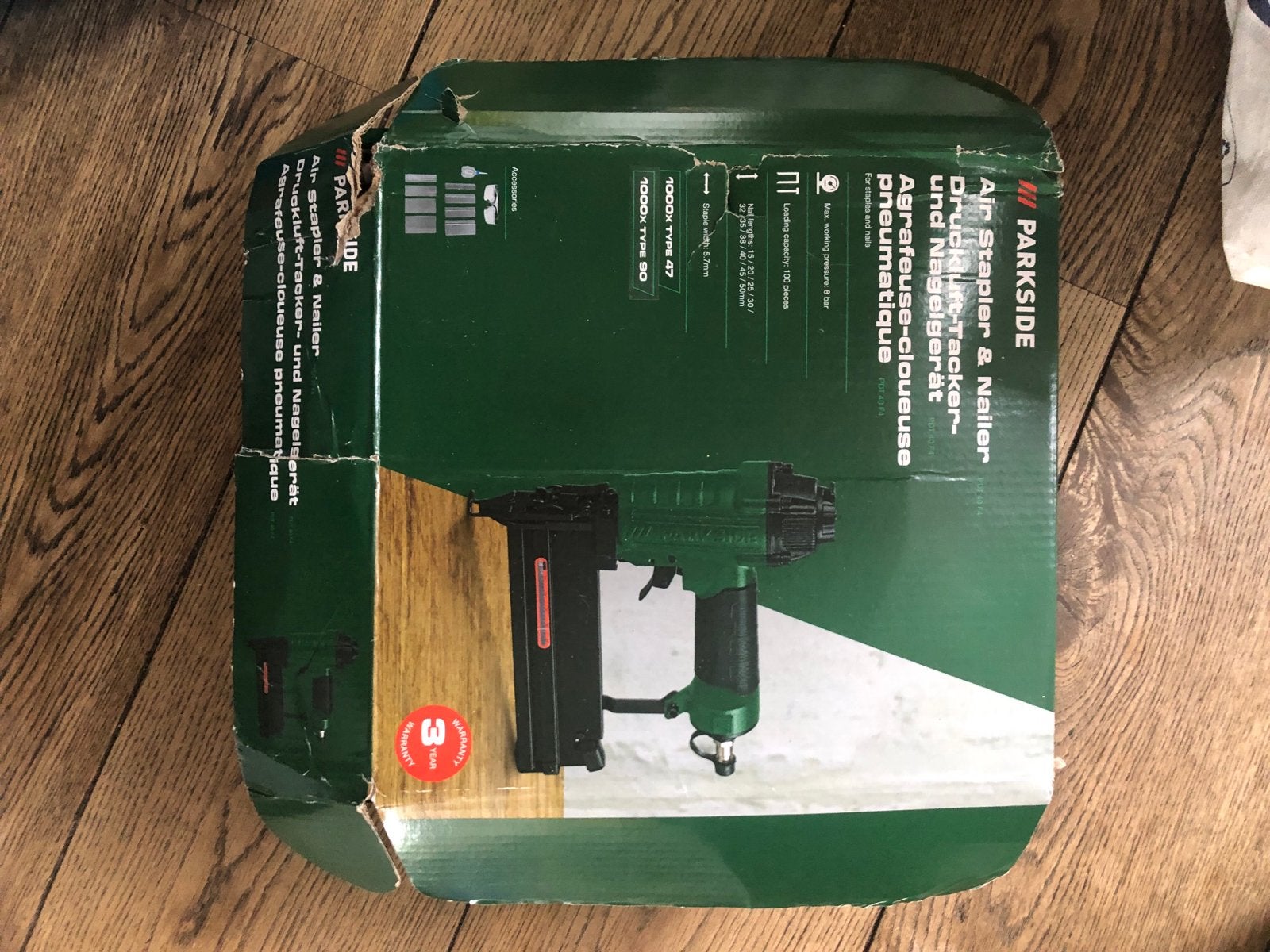 Parkside Pneumatische Niet- en Spijkerpistool (FOT 40 F4), Verzenden, Nieuw
