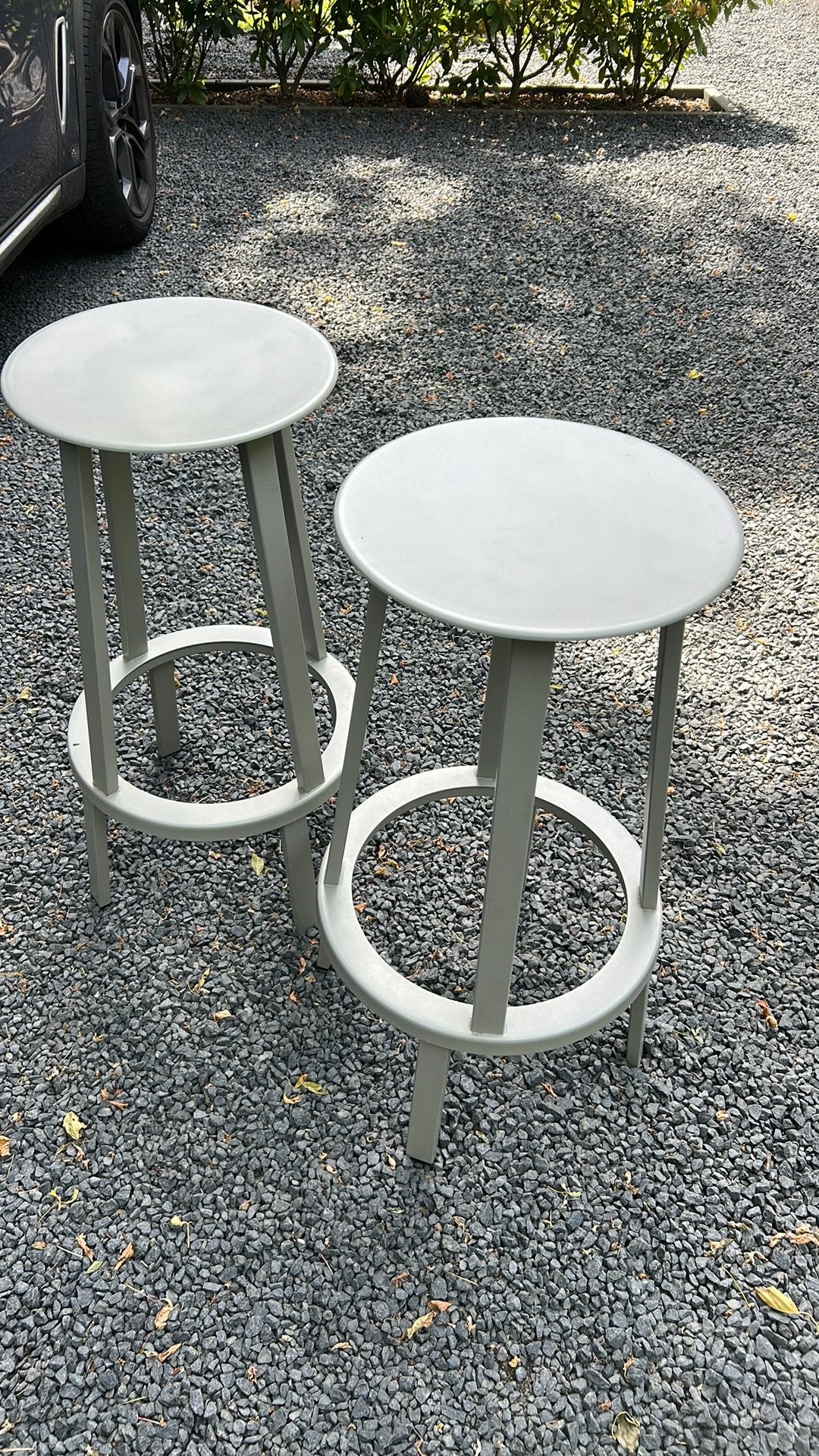 Set van 2 grijze barkrukken met voetsteun HAY, Ophalen, Gebruikt, Met voetsteun, 60 tot 90 cm