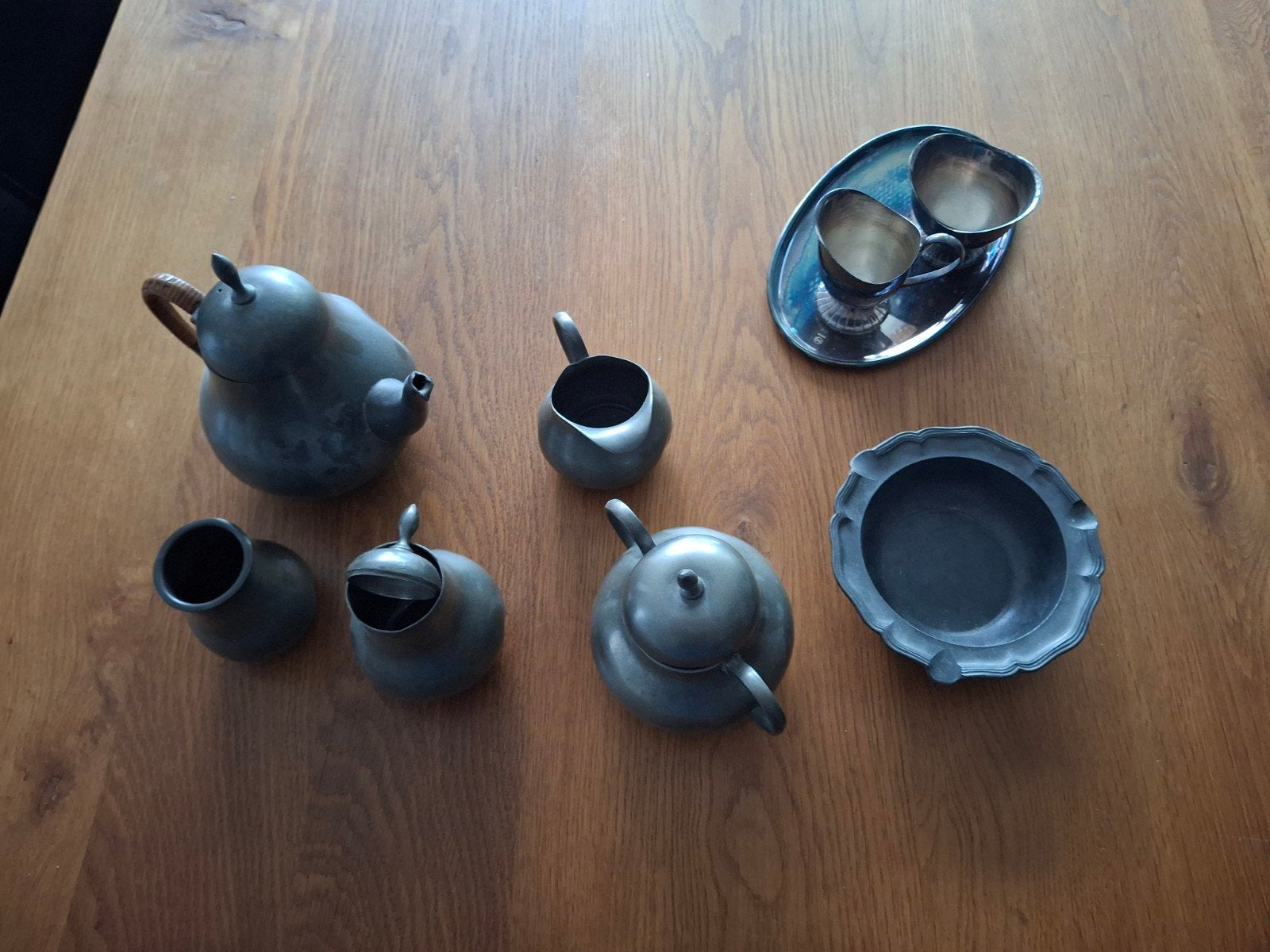 Antiek tinnen theeservies - 7-delig, Antiek en Kunst, Ophalen