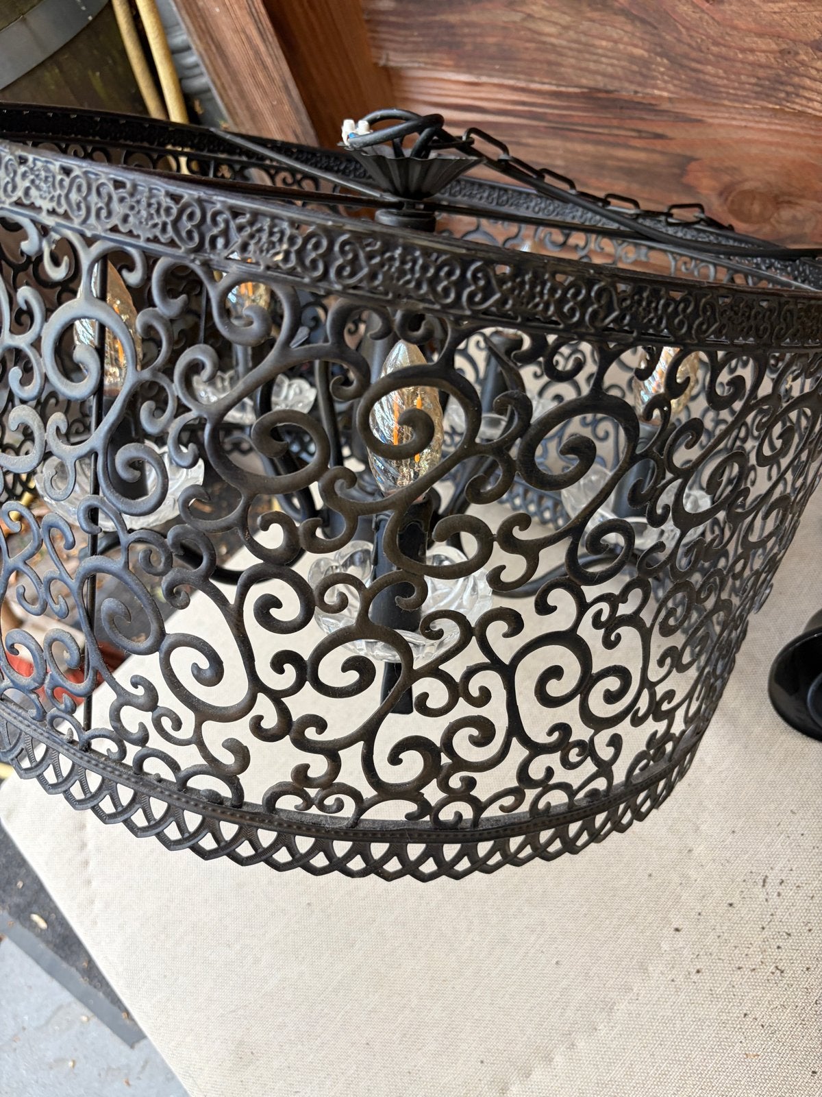 Riverdale Hanglamp Bruin Metaal met Sierlijke Details, Ophalen, Zo goed als nieuw, Metaal, E14 (klein)