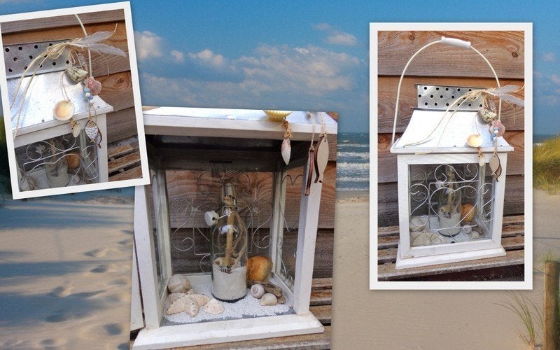 Groot windlicht in strandlook 45x29cm  maritiem, Ophalen, Overige materialen, Windlicht, Gebruikt