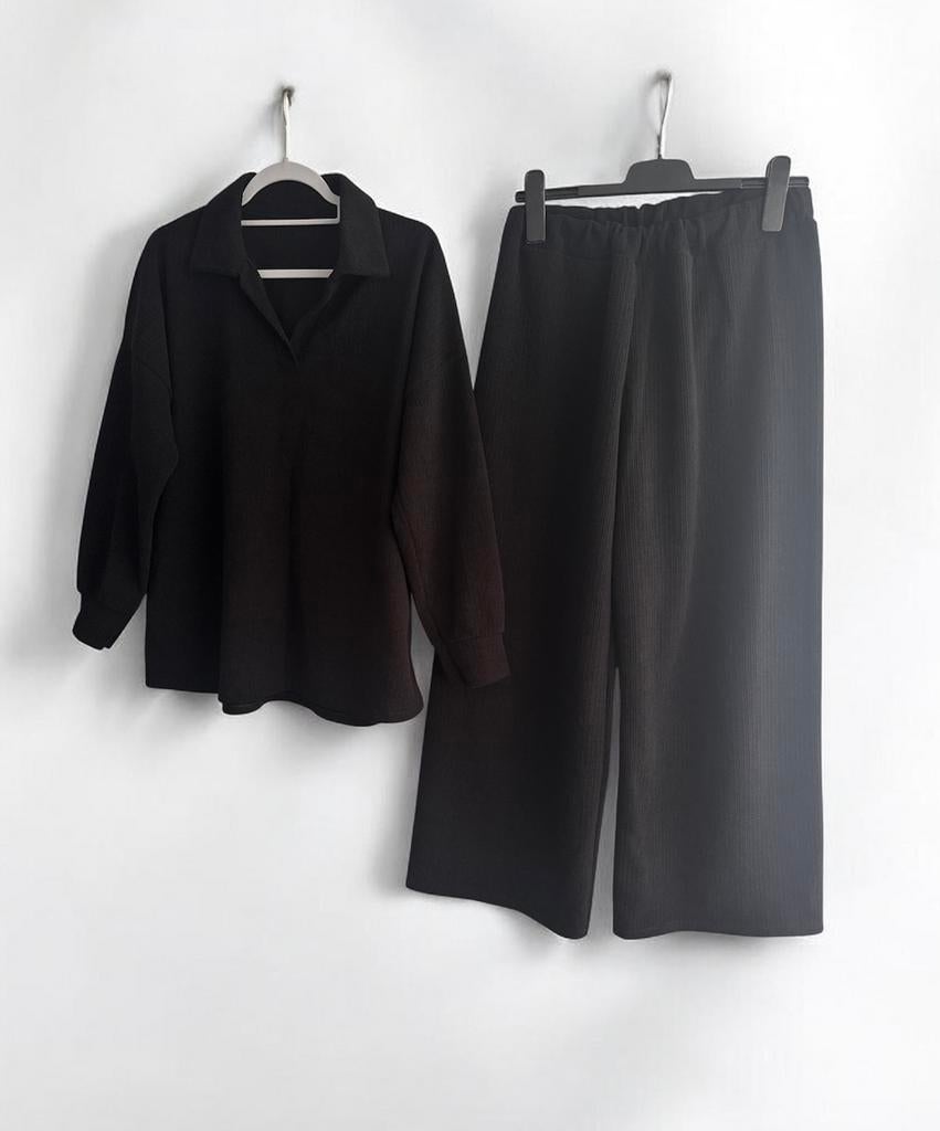 Dames zwart tweedelig co ord twin set oversize M 40, Verzenden, Zo goed als nieuw, Maat 38/40 (M), Zwart