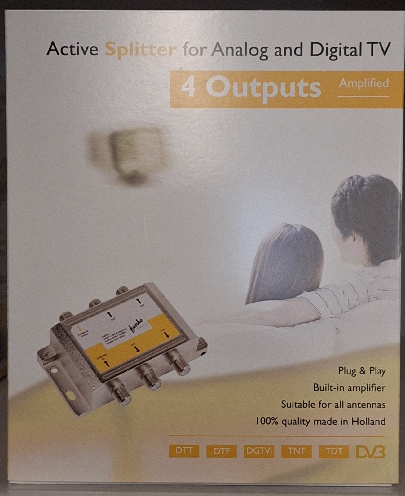 Actieve splitter voor Digitenne met 4 uitgangen, Ophalen of Verzenden, Nieuw, Tv-kabel