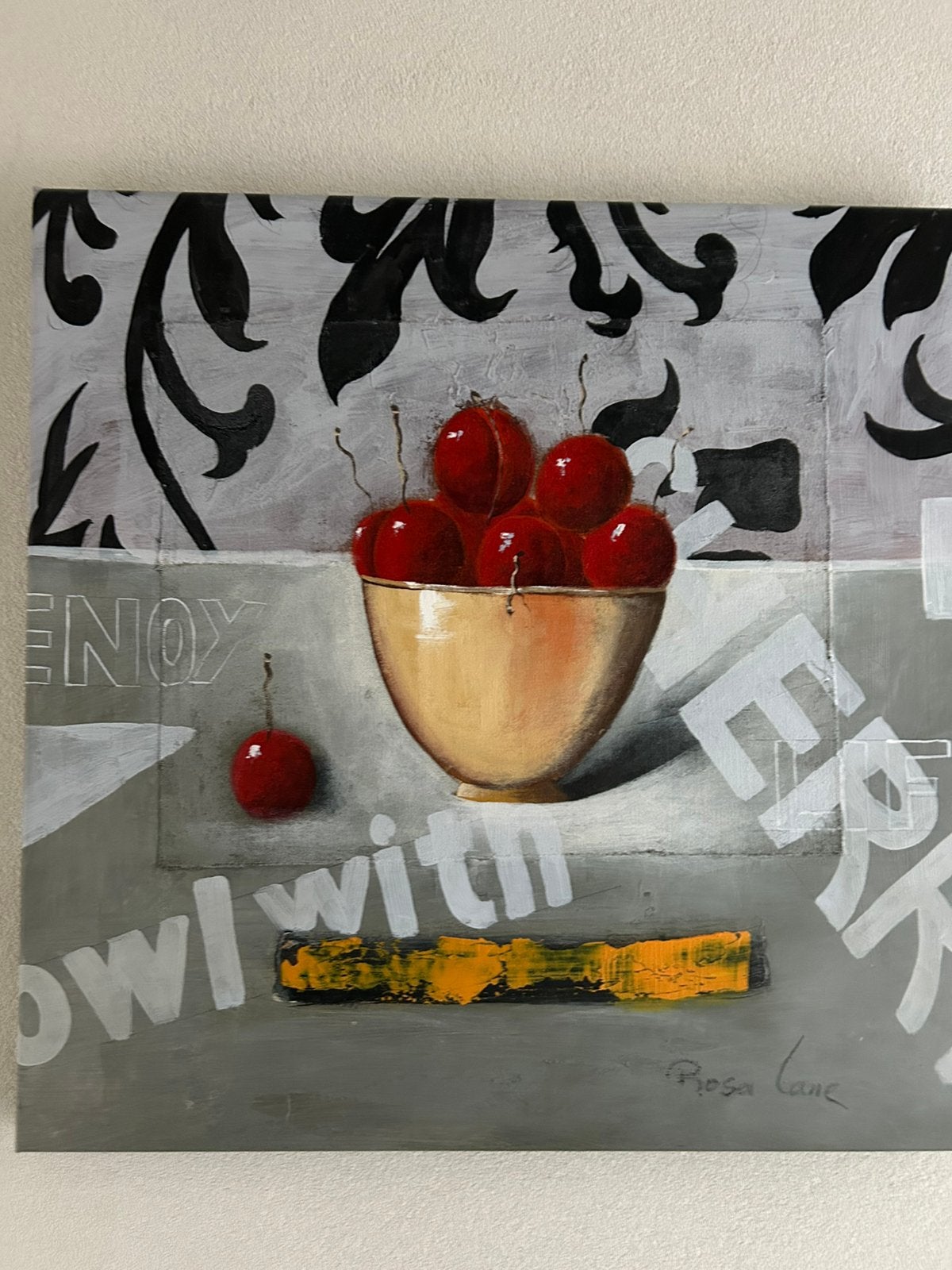 Schilderij kersen, Ophalen, 50 – 75, Oorspronkelijke maker, Zo goed als nieuw