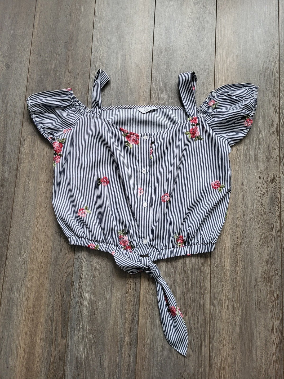 Blouse, blauw/wit gestreept, maat 164, Meisje, Ophalen of Verzenden, Zo goed als nieuw, Shirt of Longsleeve