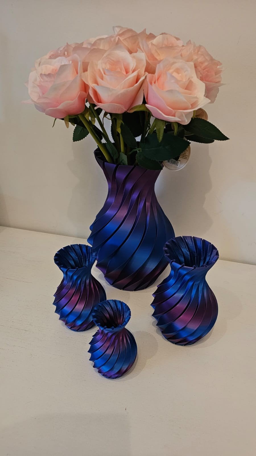 Set van 4 nieuwe 3D geprinte vazen - Blauw/Paars, Antiek en Kunst, Ophalen of Verzenden