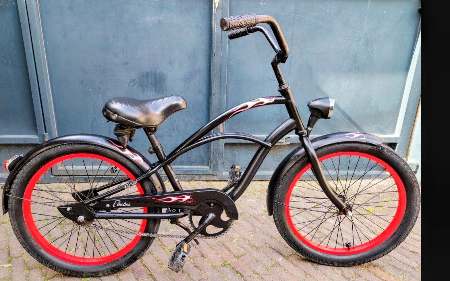 Electra rad rod "20 inch zwarte jongensfiets met vlammen, Ophalen, Terugtraprem, Electra rad rod, Staal