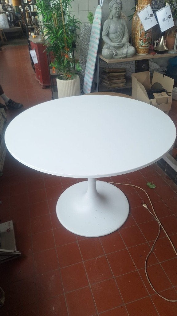 IKEA DOCKSTA Eettafel Ronde Tafel Wit Tulip  CS27255, Ophalen, Gebruikt, Rond, Modern