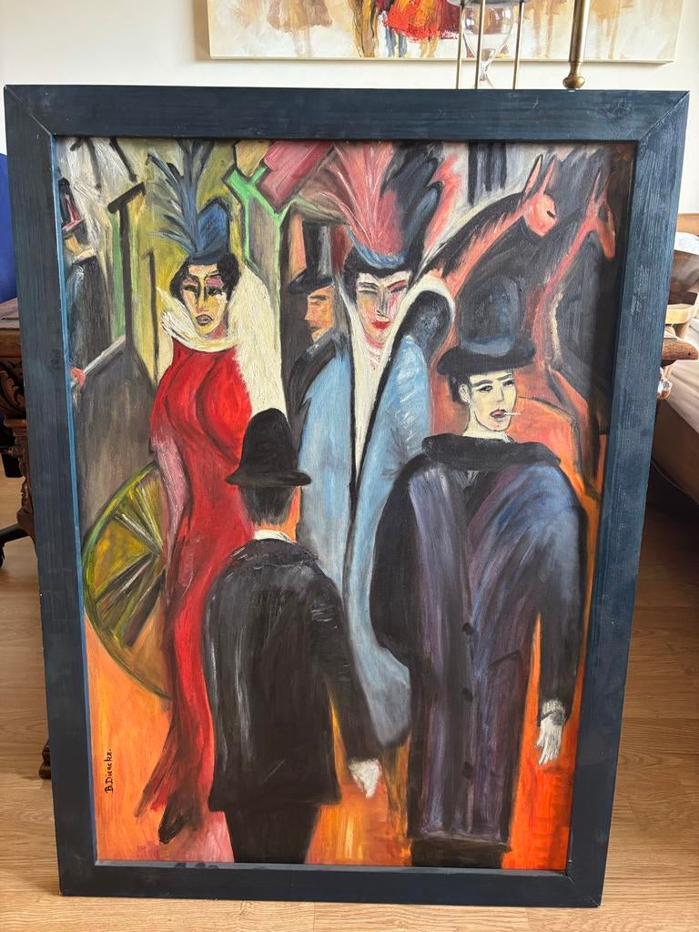 Schilderij B. Dierckx - Expressionistisch Stadsgezicht, Ophalen