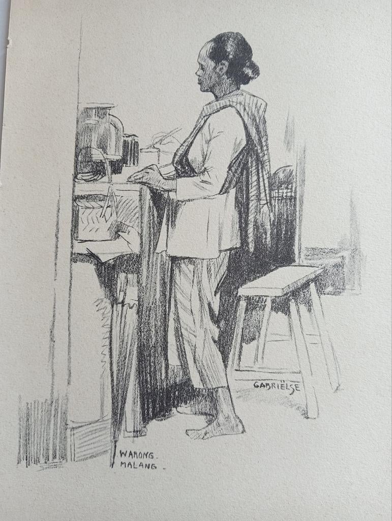 Gabrielse prent Nederlands Indië Indonesië, Ophalen of Verzenden, Voor 1940, Gebruikt, Overige onderwerpen