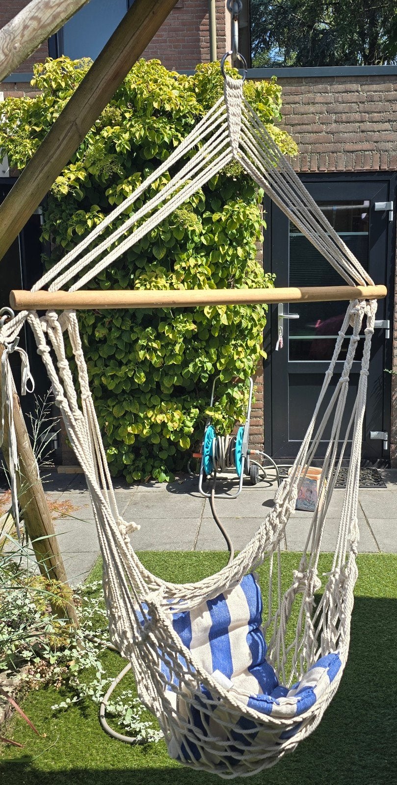 Intratuin macramé hangstoel met kussen, Ophalen of Verzenden, Zo goed als nieuw, Eenpersoons, Binnen