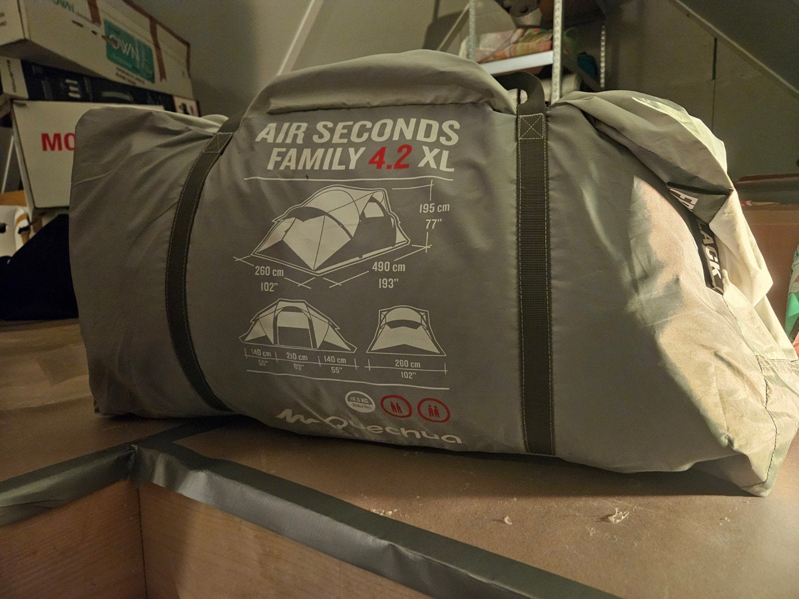 Quechua Air Seconds Family 4.2 XL opblaasbare tent, Caravans en Kamperen, Tenten, Ophalen, Tot en met 4