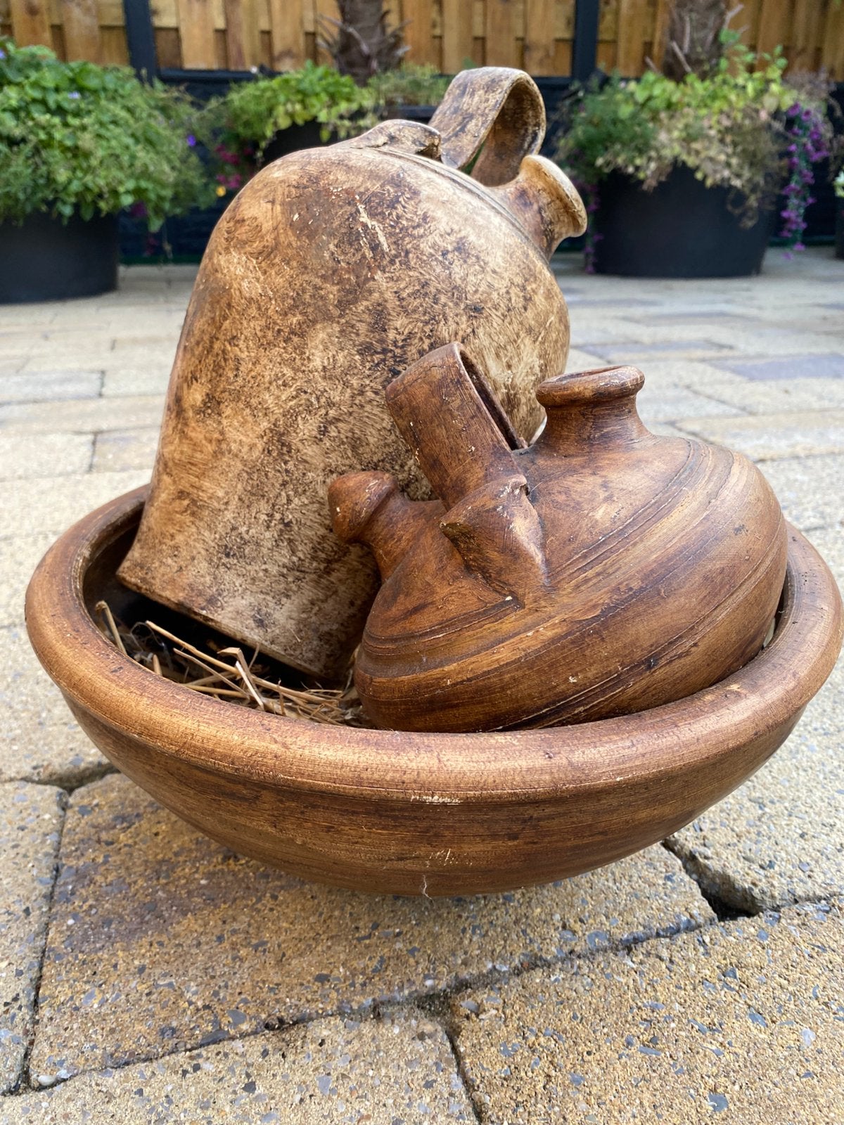 Mooie brocante schaal met kruiken., Antiek en Kunst, Ophalen