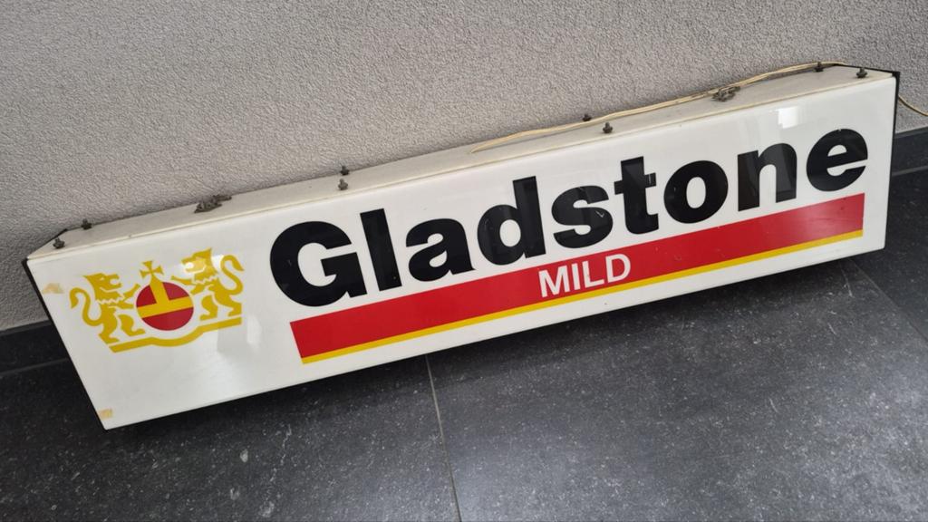 Vintage Gladstone Mild Lichtbak Reclamebord 101CM met TL, Verzamelen, Ophalen, Zo goed als nieuw, Lichtbak of (neon) lamp