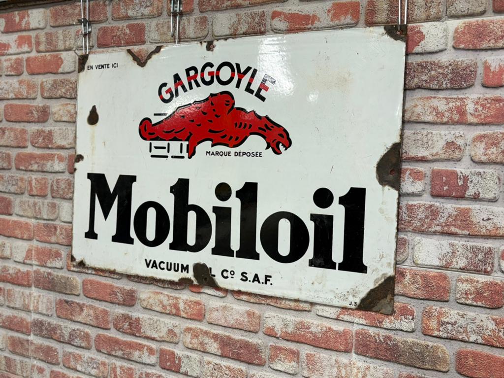 Emaille bord Mobiloil 60x90cm, Ophalen, Zo goed als nieuw, Reclamebord
