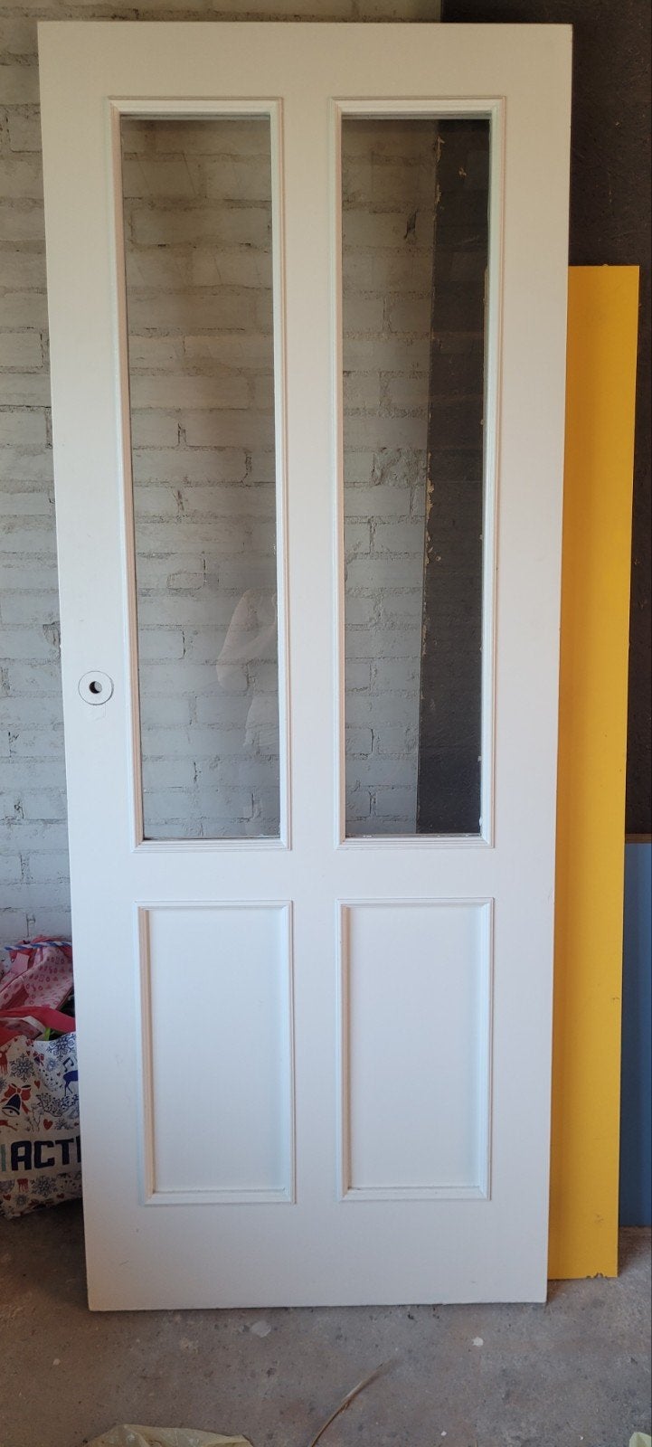 Zware houten binnendeur met glas, Ophalen, Gebruikt, Binnendeur, Glas