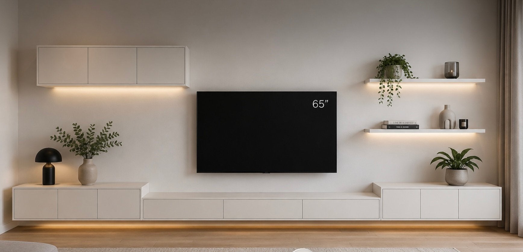 Complete TV wand, banzbord, mdf, creme, Ophalen, Gebruikt, Banzbord, 200 cm of meer