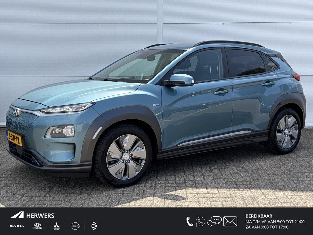 Hyundai Kona EV Premium 64 kWh SOH 100 % 1 Fase / Lichtmetal, Auto's, Hyundai, Adaptive Cruise Control, Gebruikt, Blauw, 64 kWh
