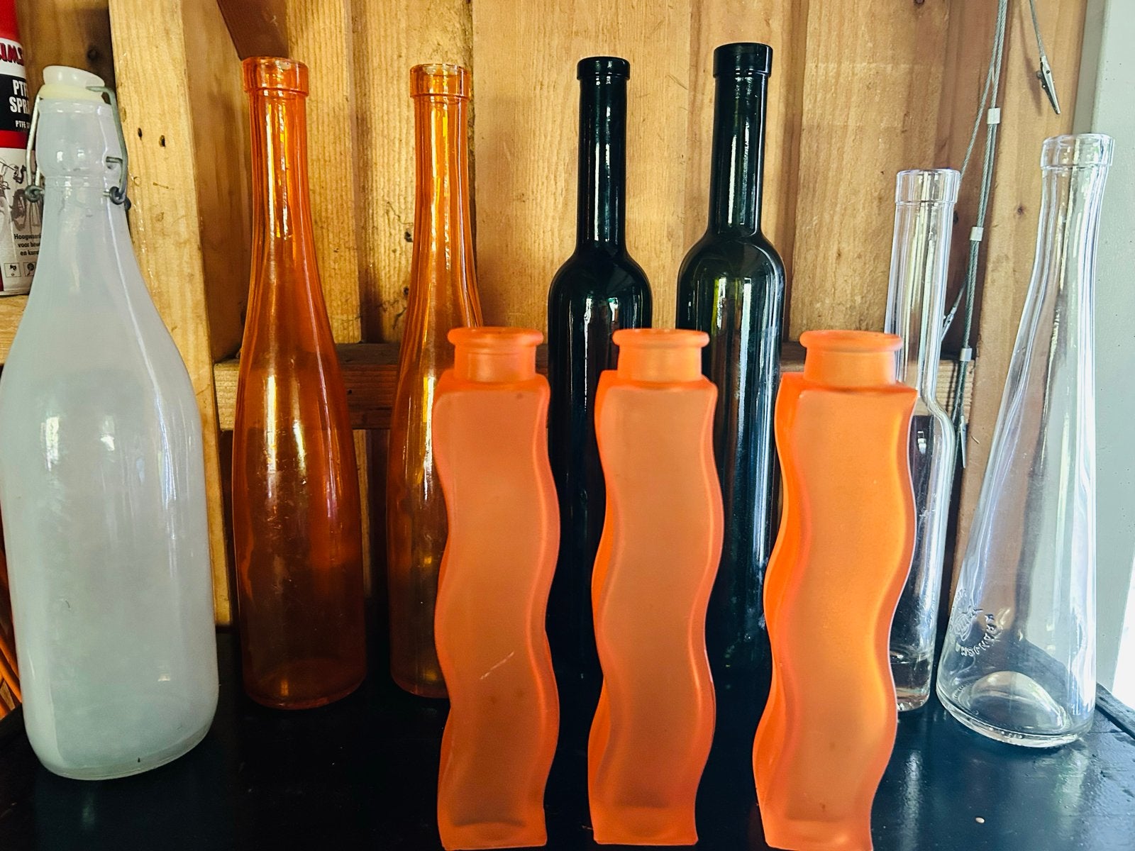 Diverse glazen flessen - decoratie of hergebruik, Ophalen, Zo goed als nieuw, Glas